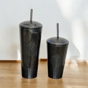 Set of Starbucks Iridescent Black Pearl Marbled Cold Cups Venti and Grande